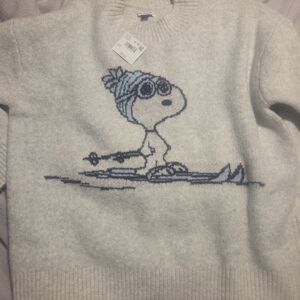 Womens' Gray Sweater with Cartoon Design